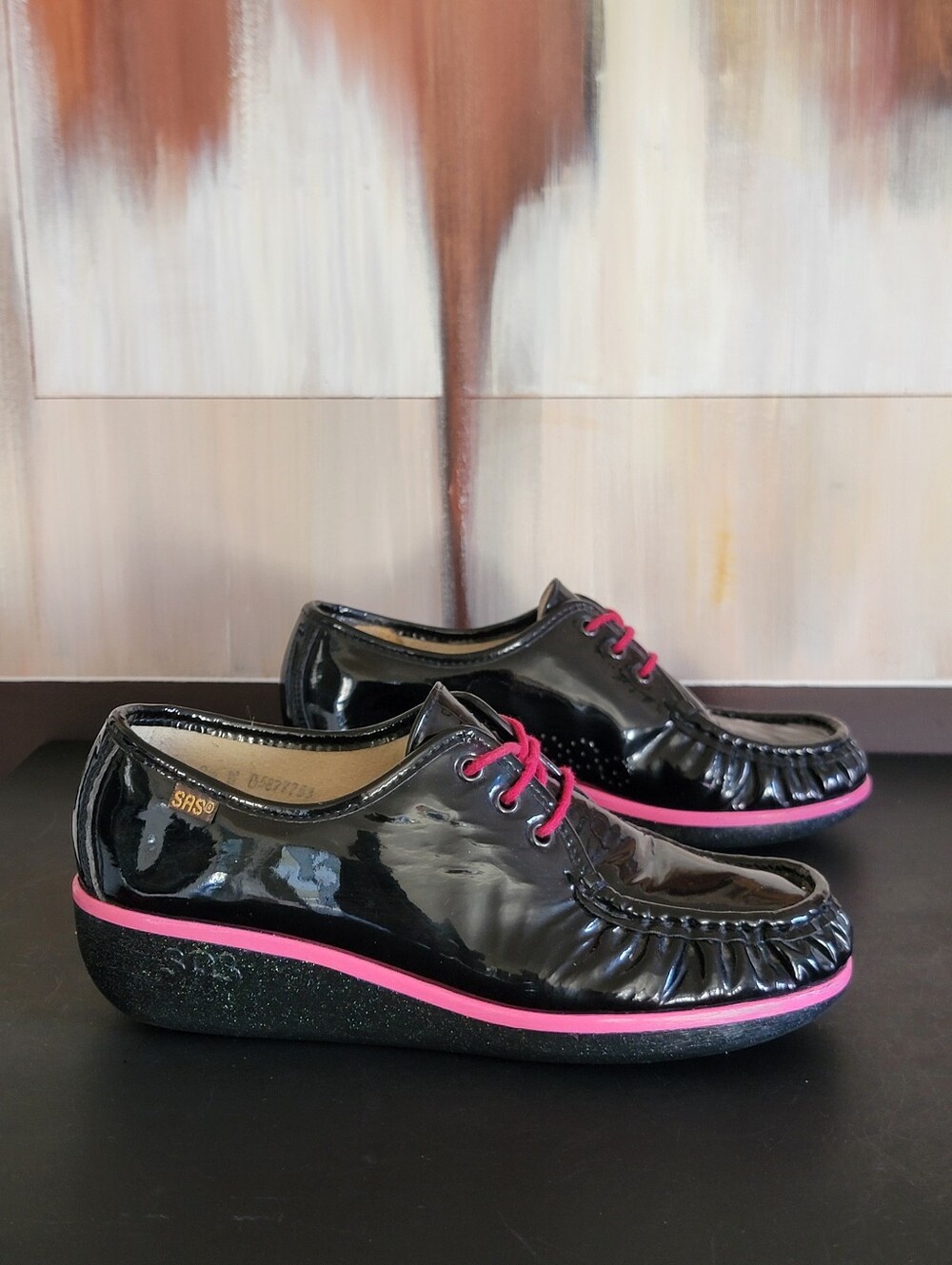 SAS Bounce-C Cherry Comfort Shoes Womens Size 7.5 W Black Leather